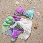 NORA 3 Piece Tye Dyed String Bikini with Sarong